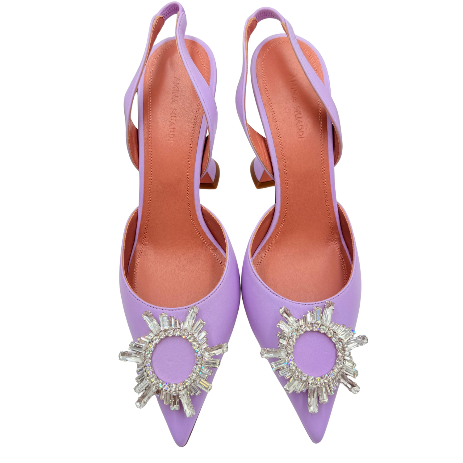 Amina Muaddi Begum Slingback Block Heels Violet