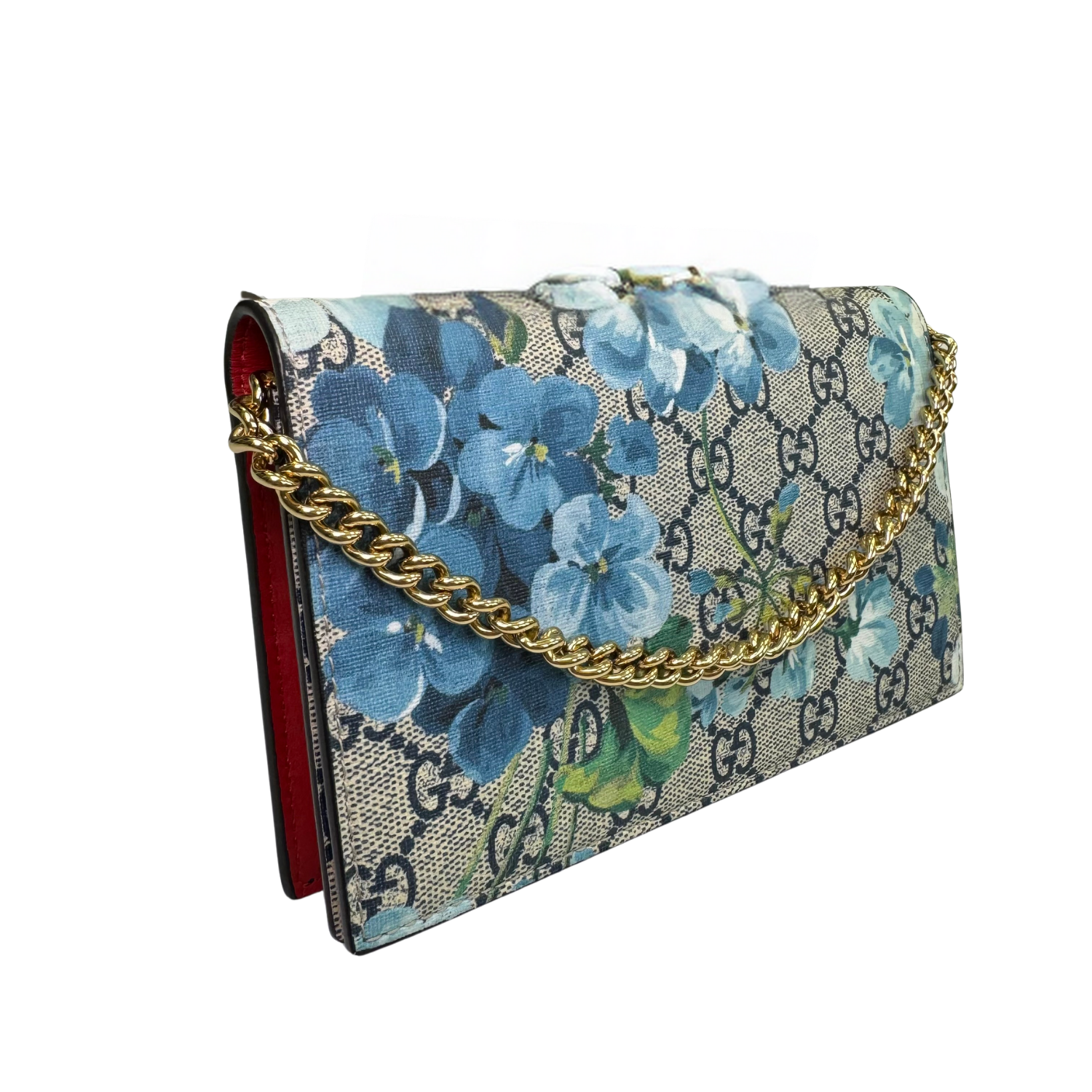 GG Supreme Blooms Chain Wallet Blue