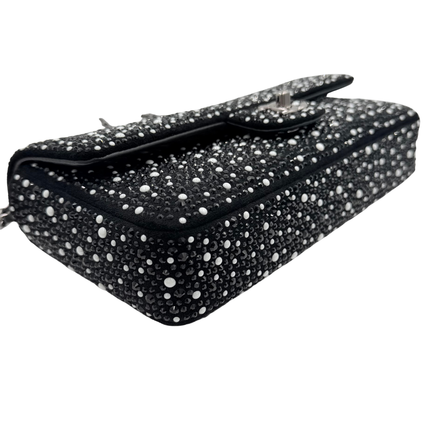 Chanel Limited Strass Crystal Pearls & Ruthenium Metal Shoulder Bag Black & White
