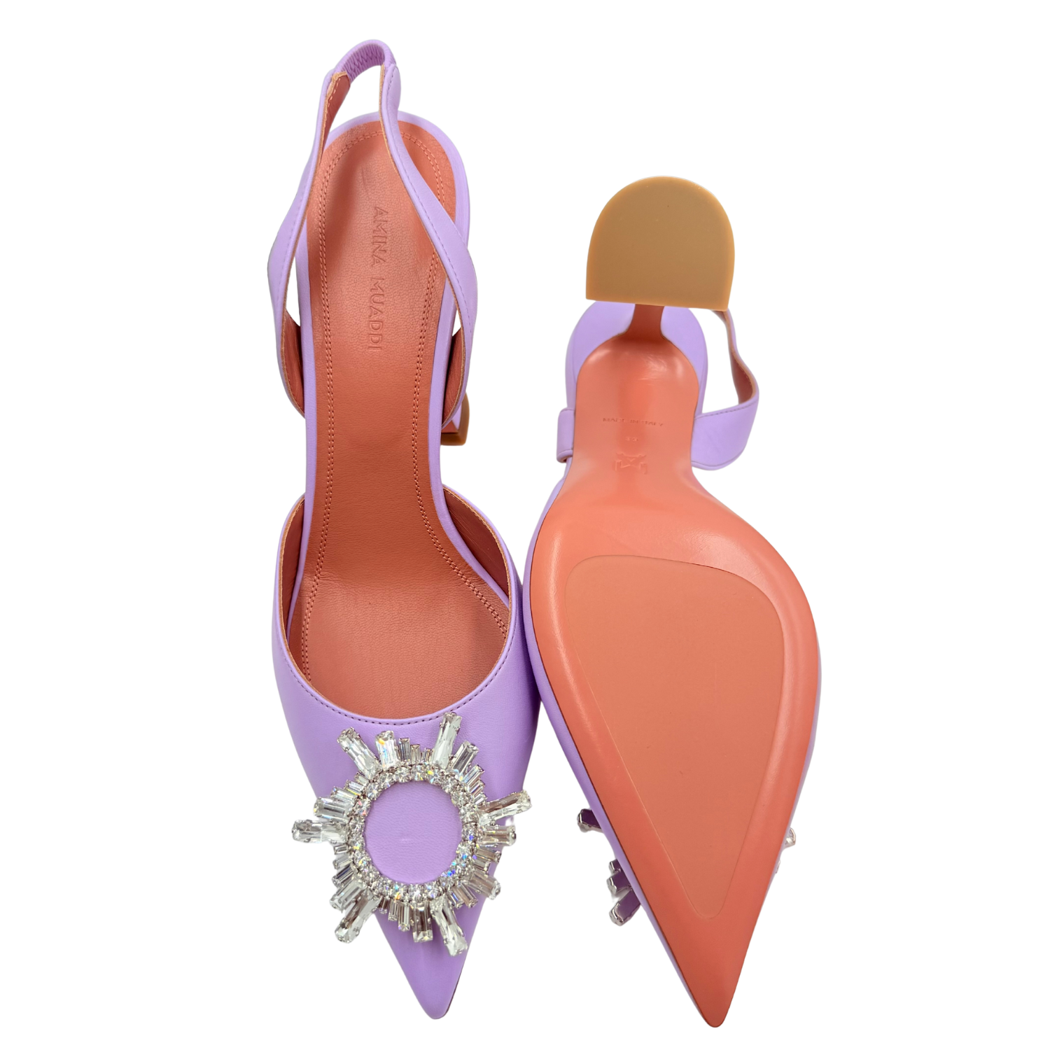 Amina Muaddi Begum Slingback Block Heels Violet