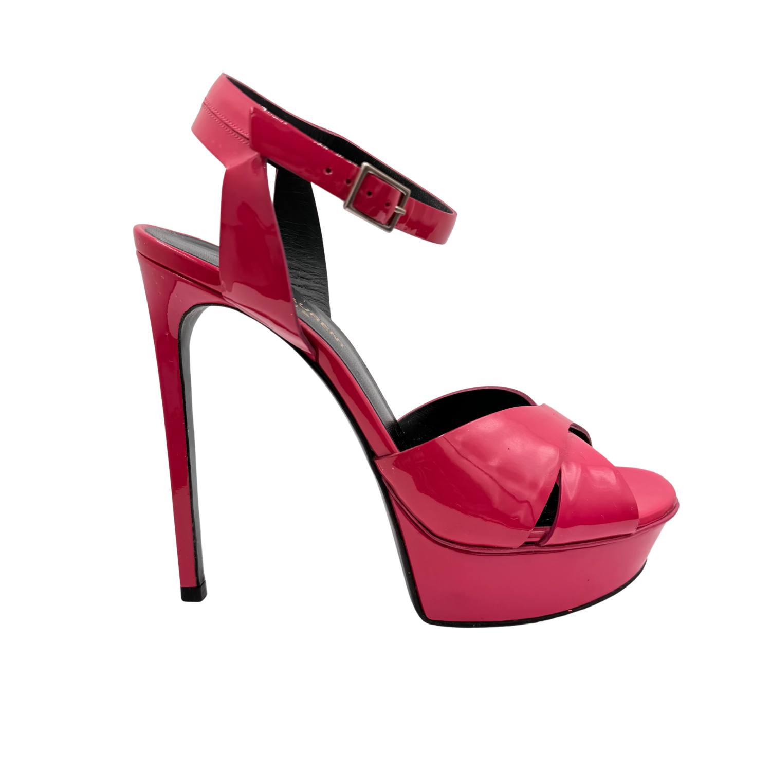 Yves Saint Laurent Patent Leather Bianca Sandals Bright Pink