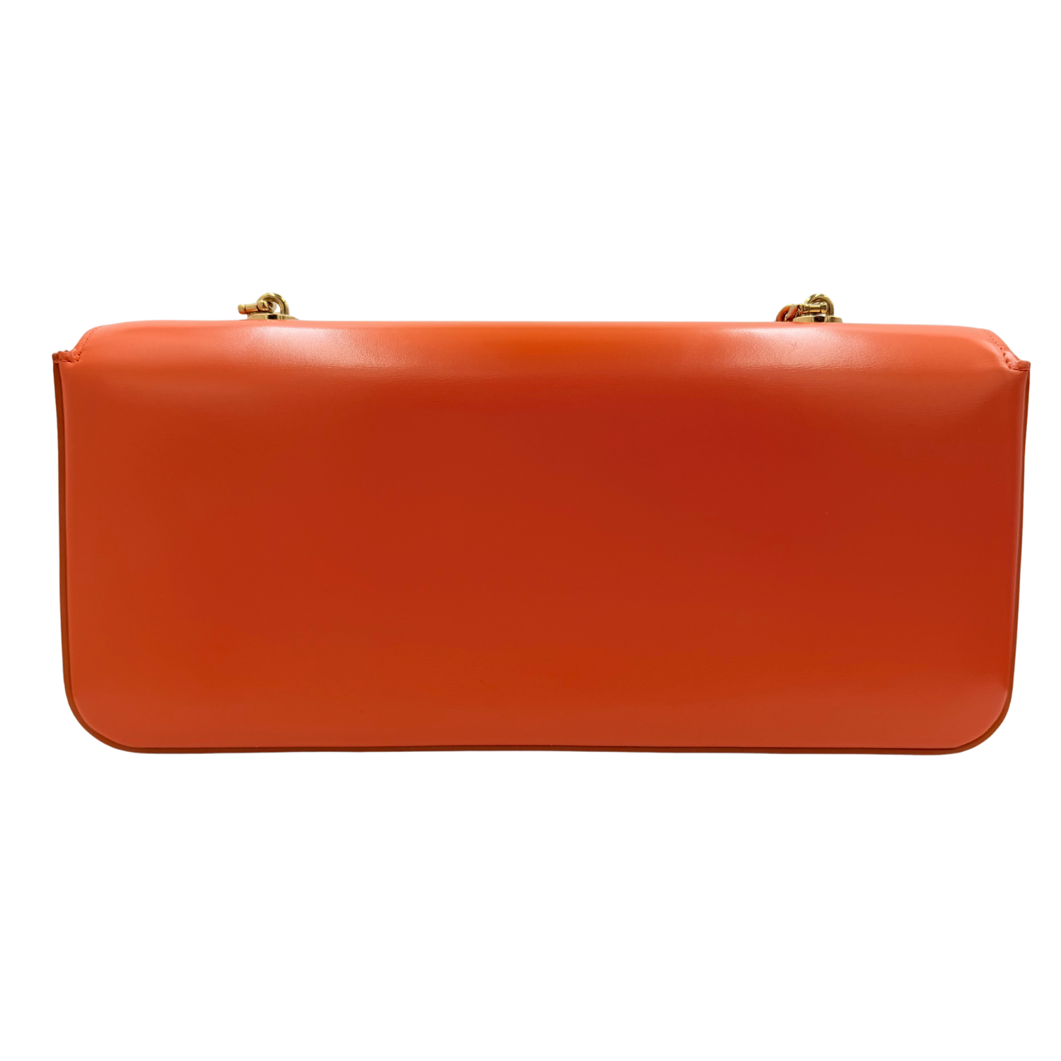 Celine Leather Triomphe Chain Shoulder Bag Orange