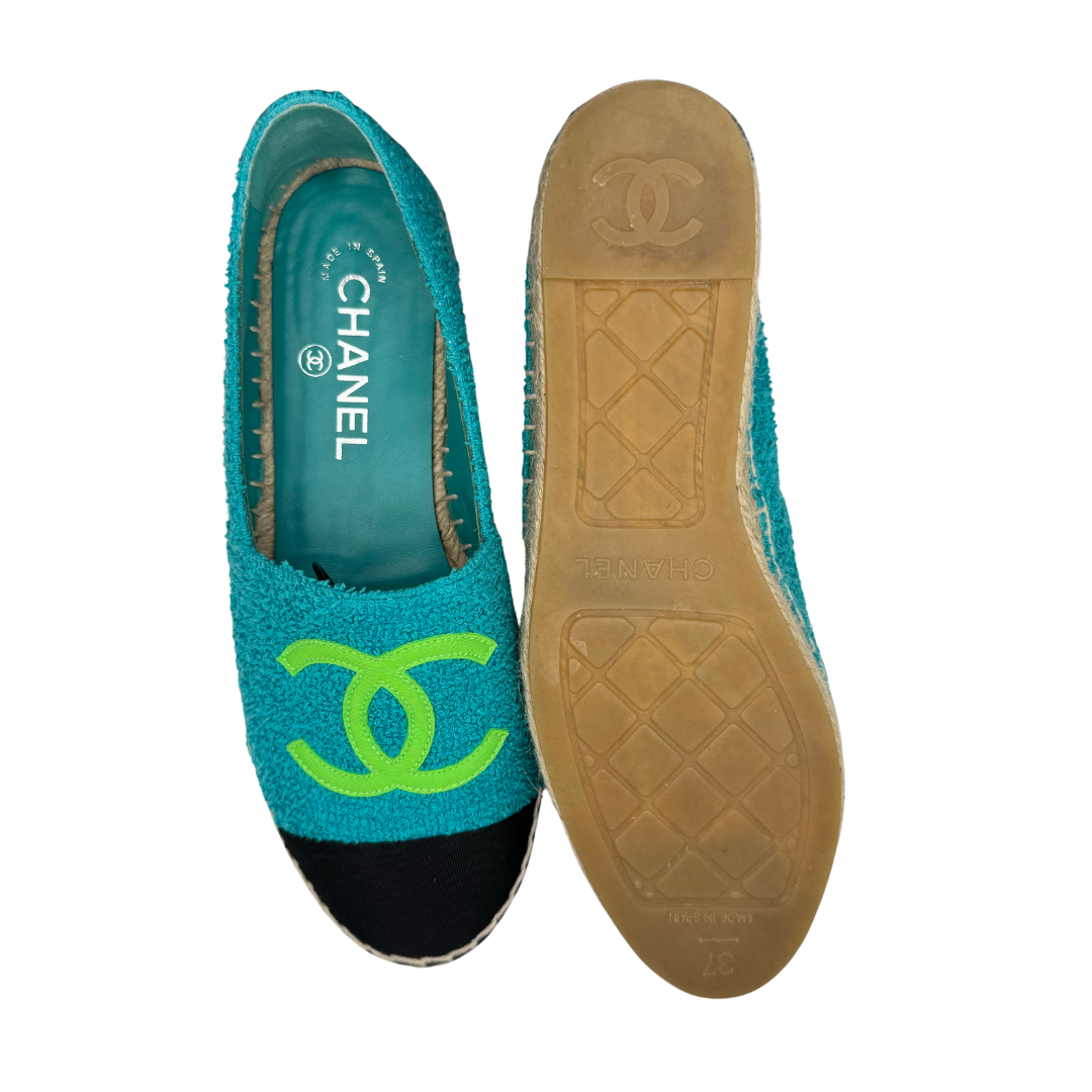 Chanel Espadrilles Terry Cloth Blue and Green