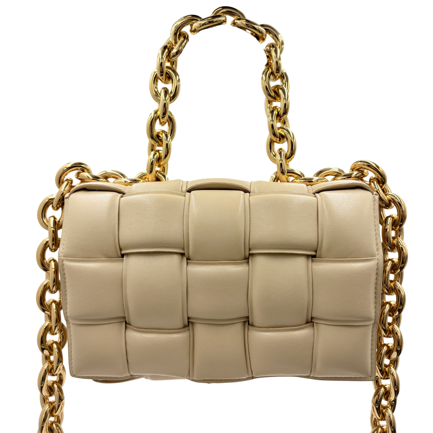 Bottega Veneta Intrecciato Chain Padded Cassette Beige