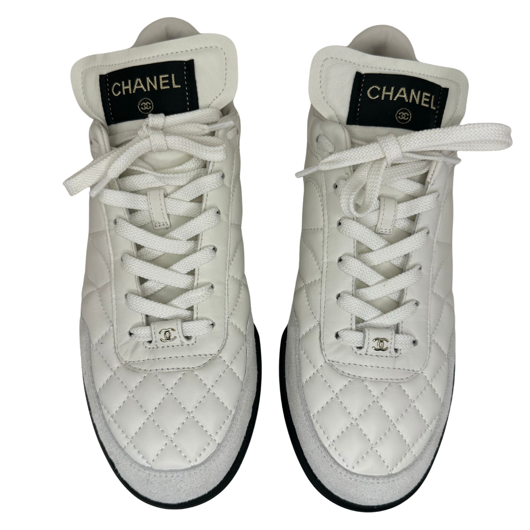 Chanel White Quilted Leather Sneakers