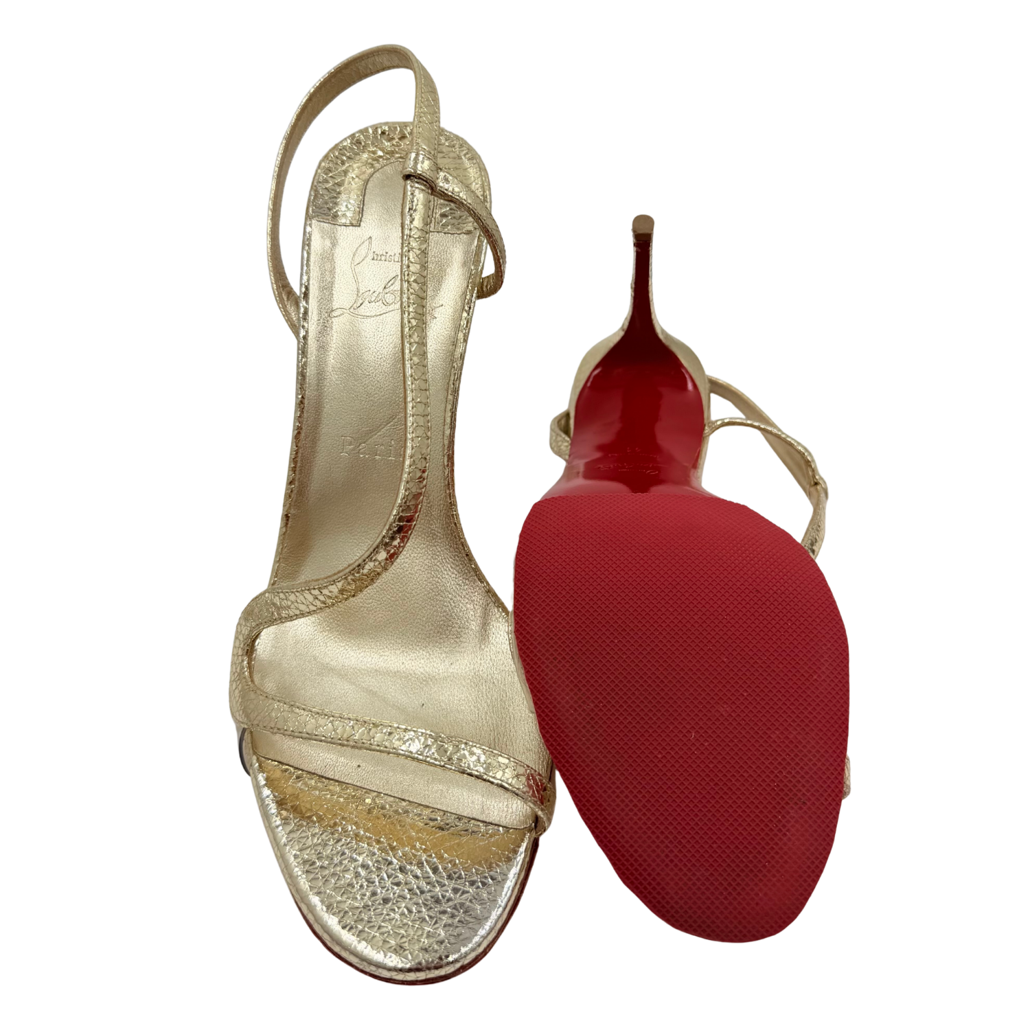 Christian Louboutin Metallic Nappa Rosalie 100 Sandals Gold