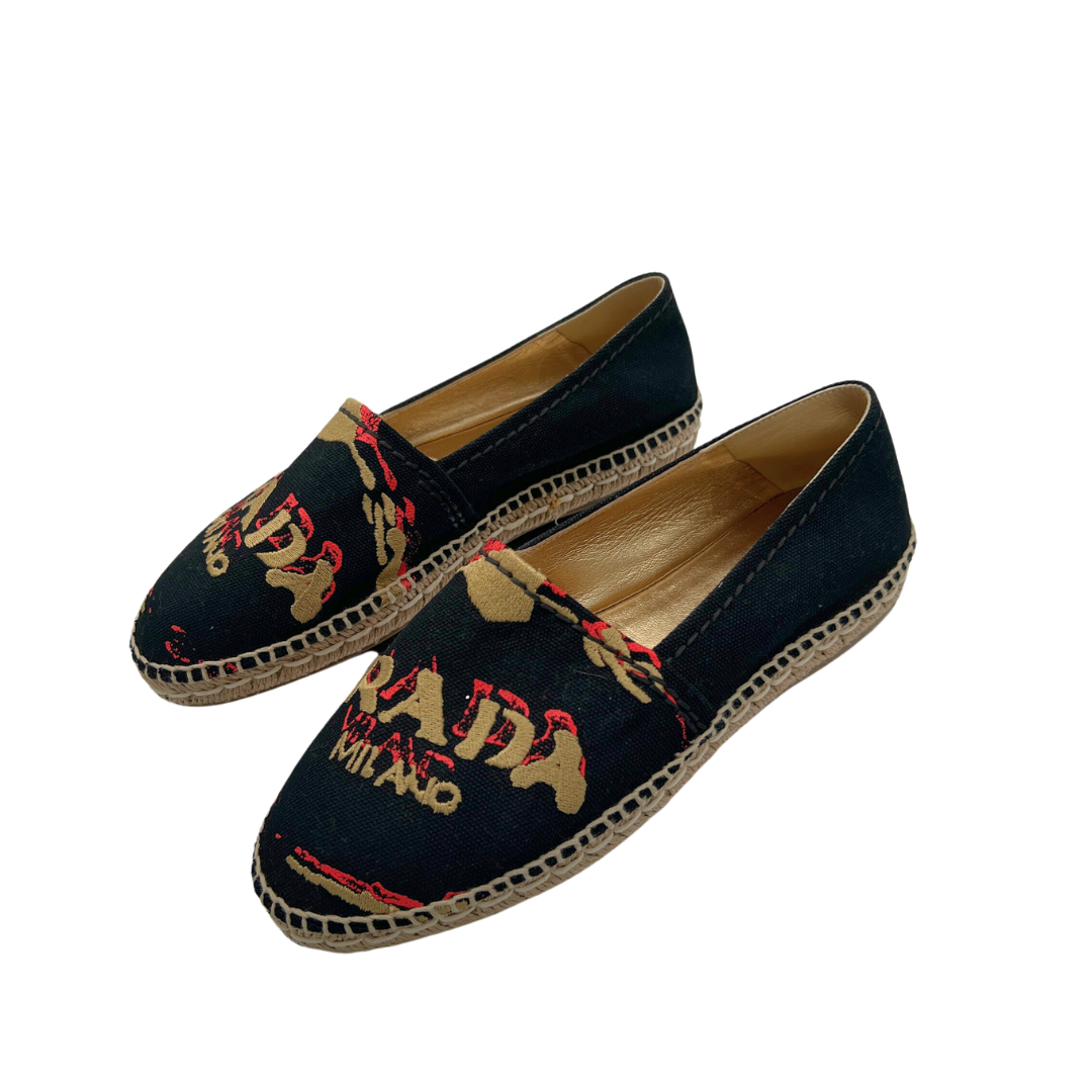 Prada Embroidered Canvas Espadrilles