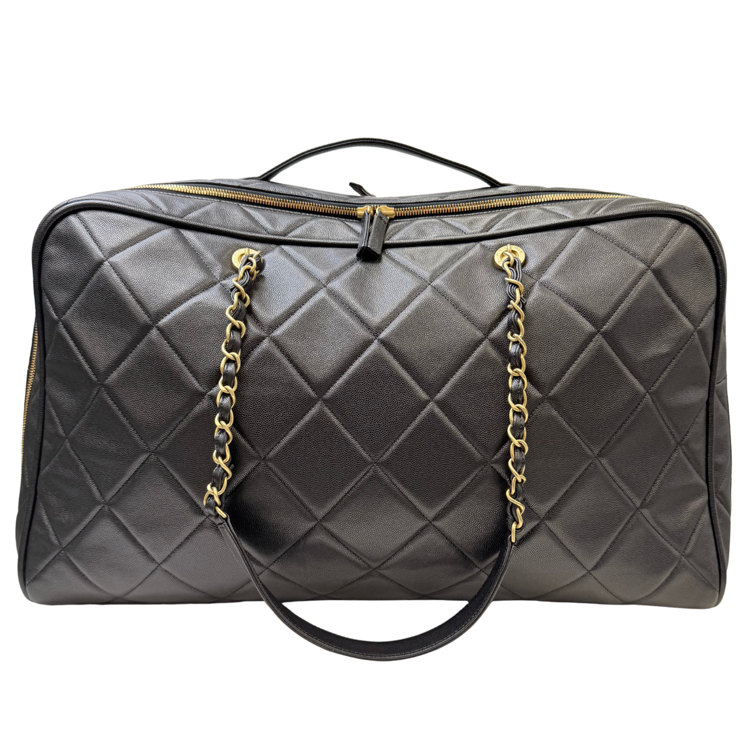 Chanel Limited Collection Large Caviar Quilted Leather Travel Bowling Bag Black