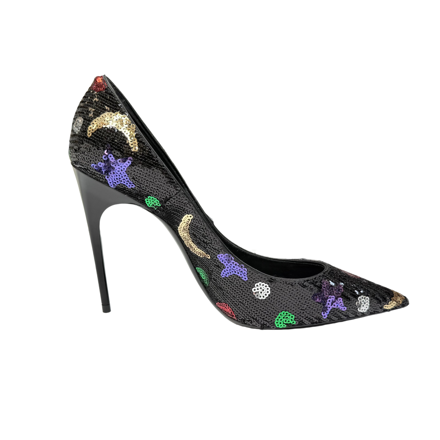 Yves Saint Laurent Leather Sequin Embellishments Pumps