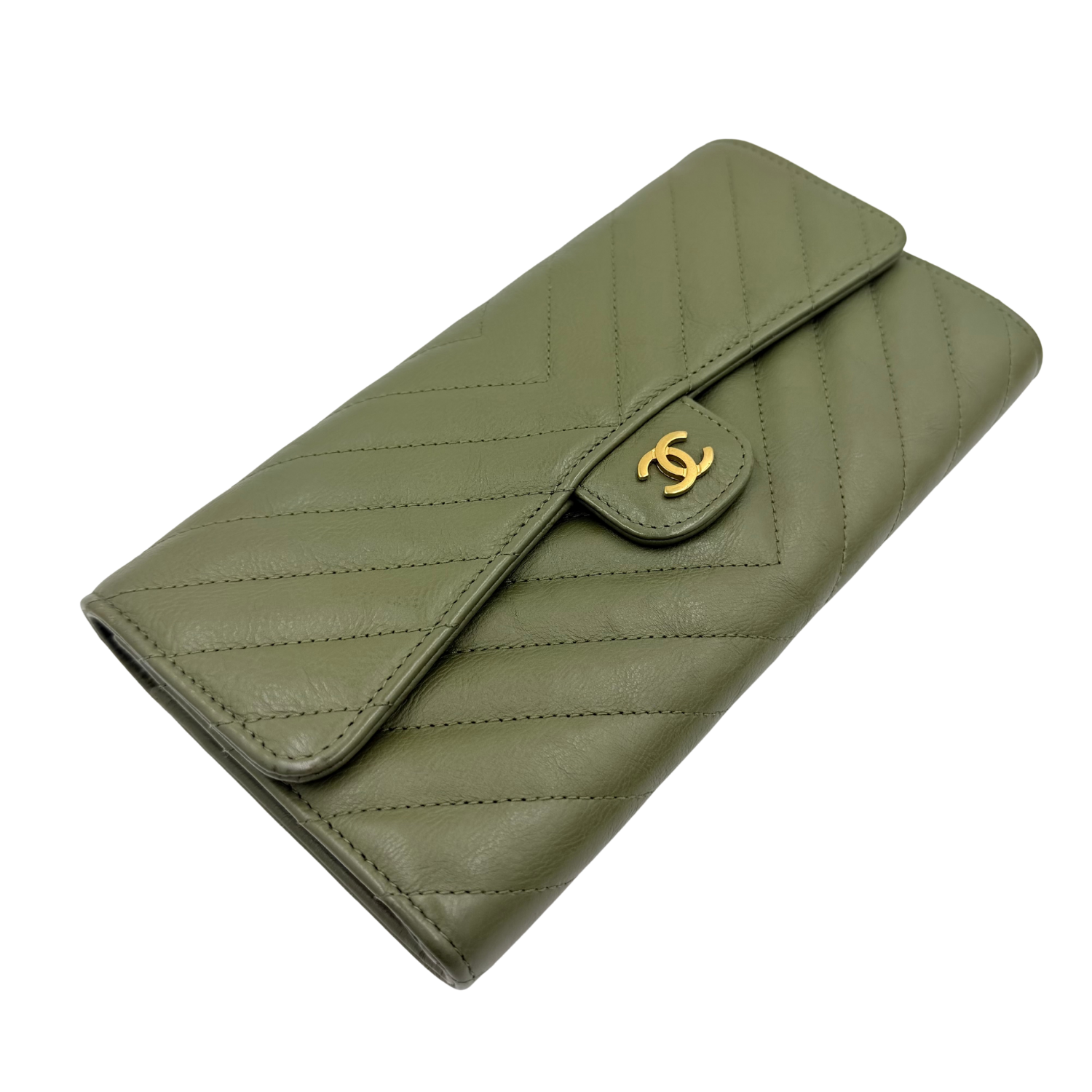 Chanel Classic Flap Wallet Olive Green