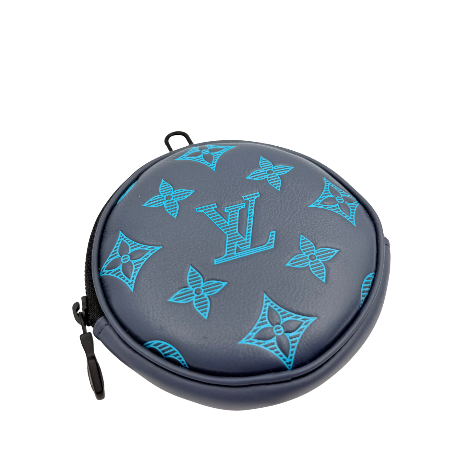 Louis Vuitton Limited Small Leather Zip Around Monogram Navy with Turquoise