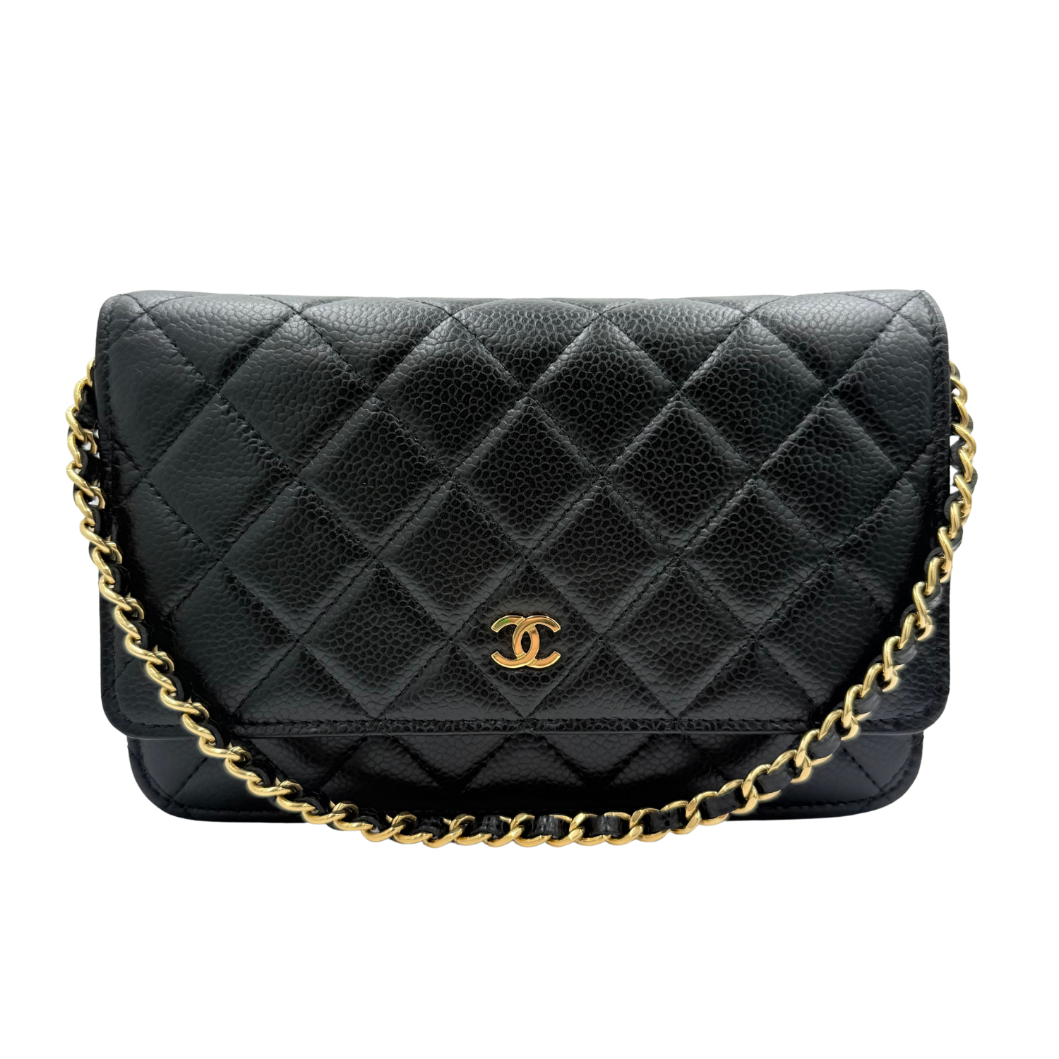 Chanel Classic Quilted Wallet On Chain Black Microchipped