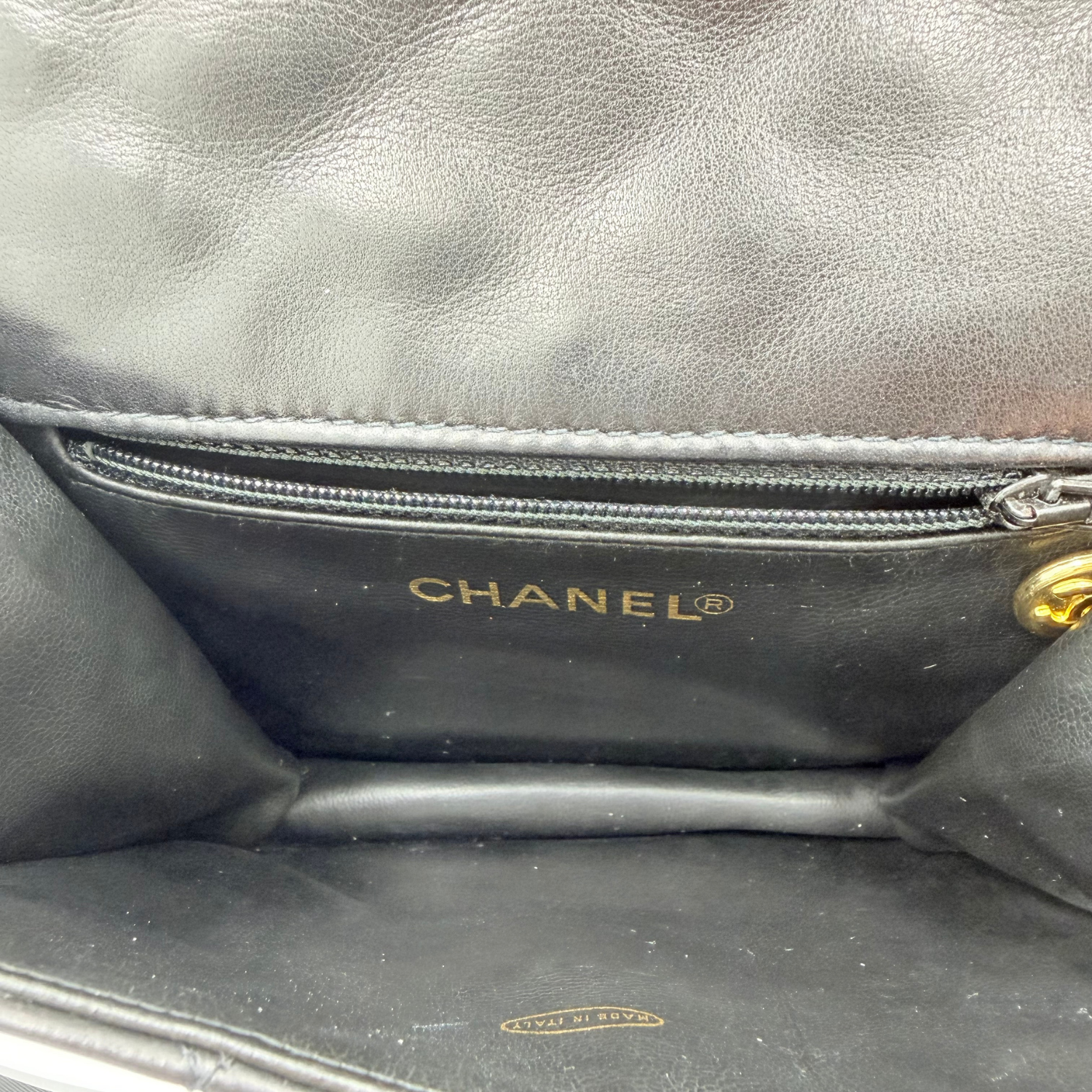 Chanel Vintage Quilted Lambskin Belt Bag Black