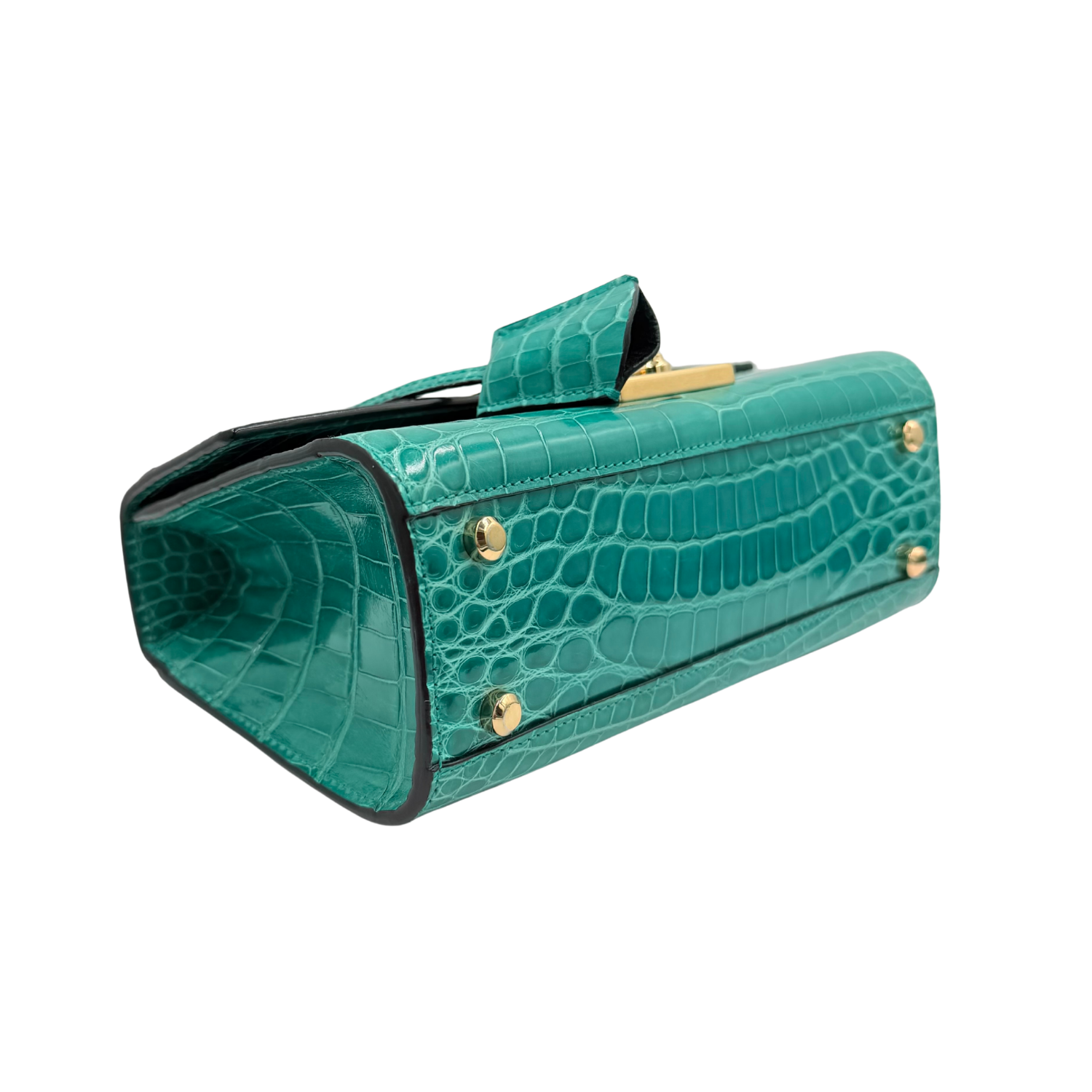 Stalvey Alligator 24k Gold 2.0 Top Handle Bag Turquoise