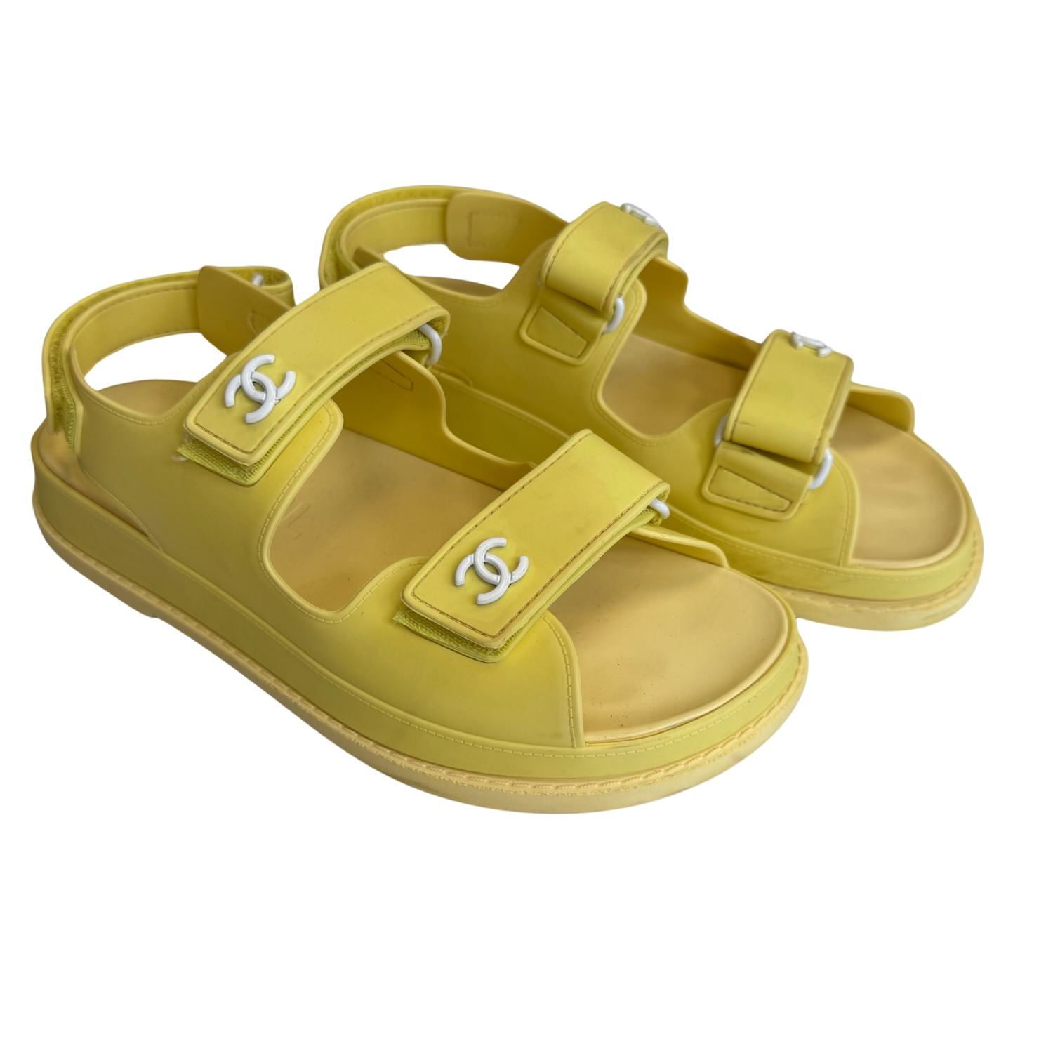 Chanel Rubber Dad Sandals Yellow