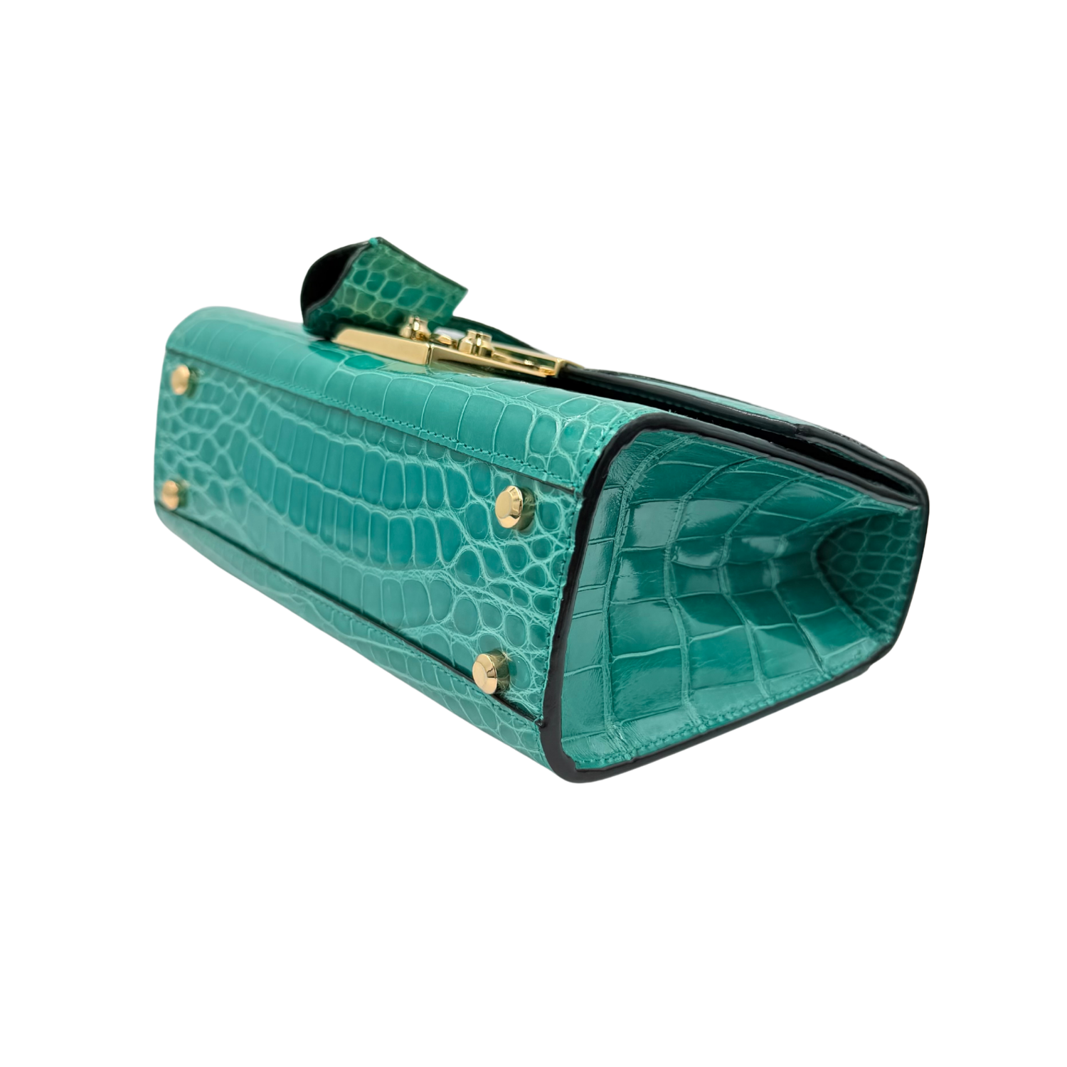 Stalvey Alligator 24k Gold 2.0 Top Handle Bag Turquoise