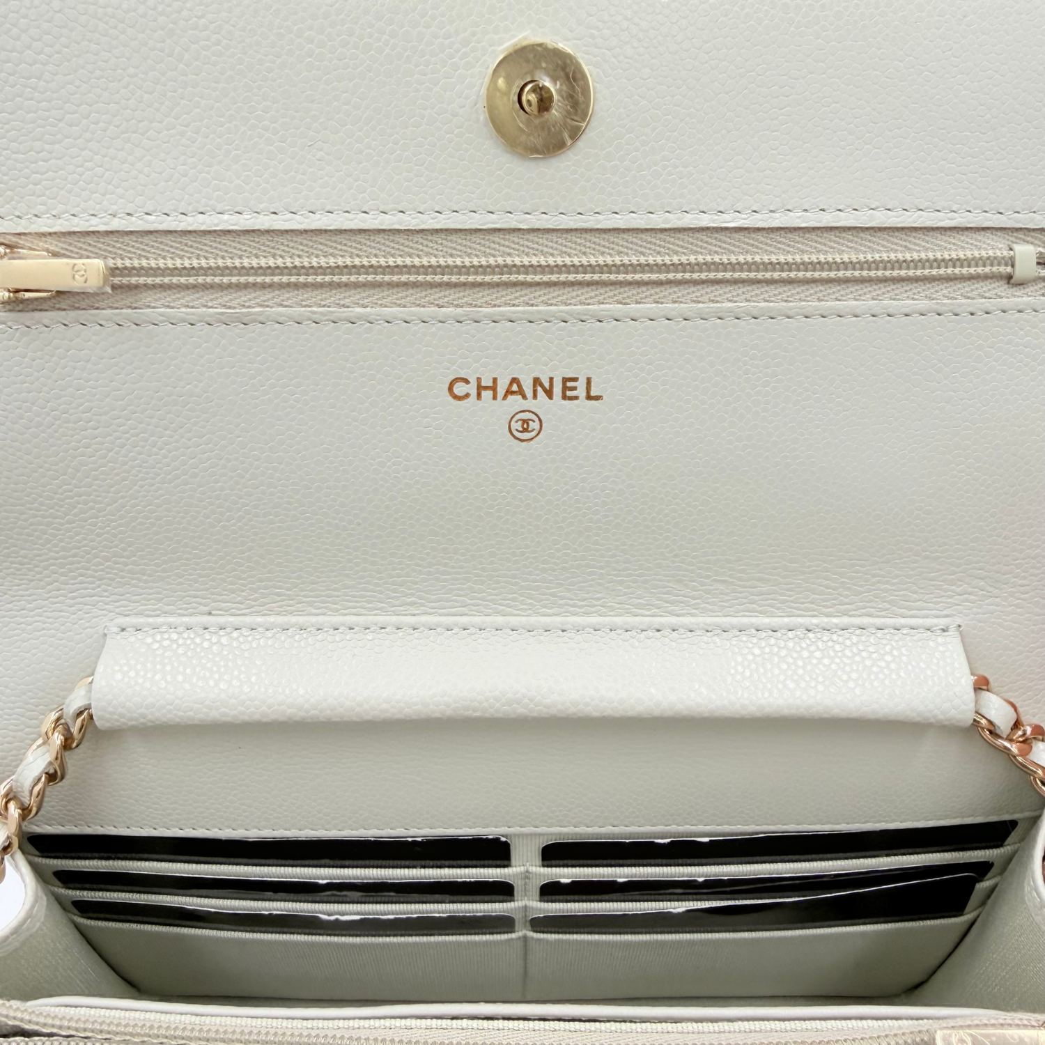 Chanel Classic Quilted Wallet On Chain Light Gray
