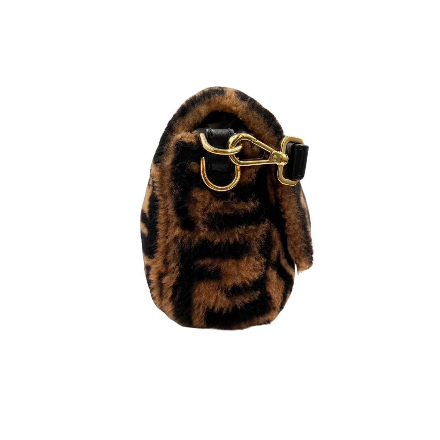 Shearling Vitello Dolce Macro FF 1974 Baguette Tobacco Black