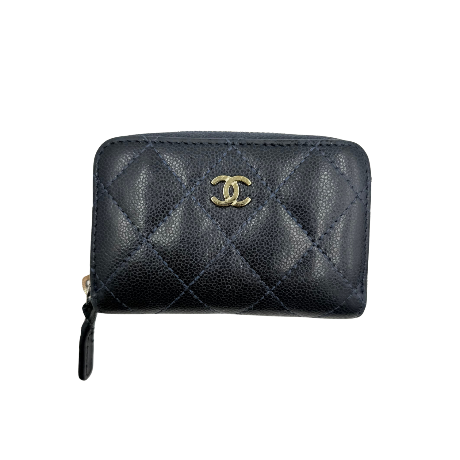 Chanel Small CC Zip Around Wallet Navy