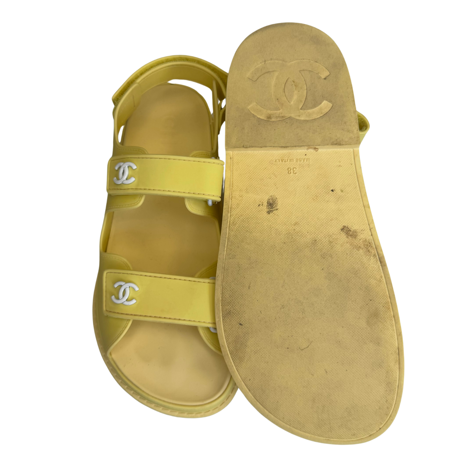 Chanel Rubber Dad Sandals Yellow