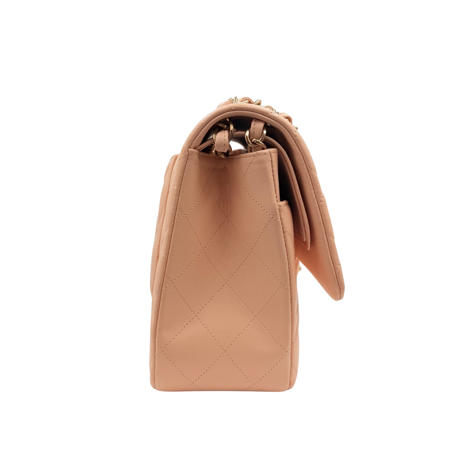 Chanel Caviar Quilted Jumbo Classic Double Flap Bag Beige with Peach Tones