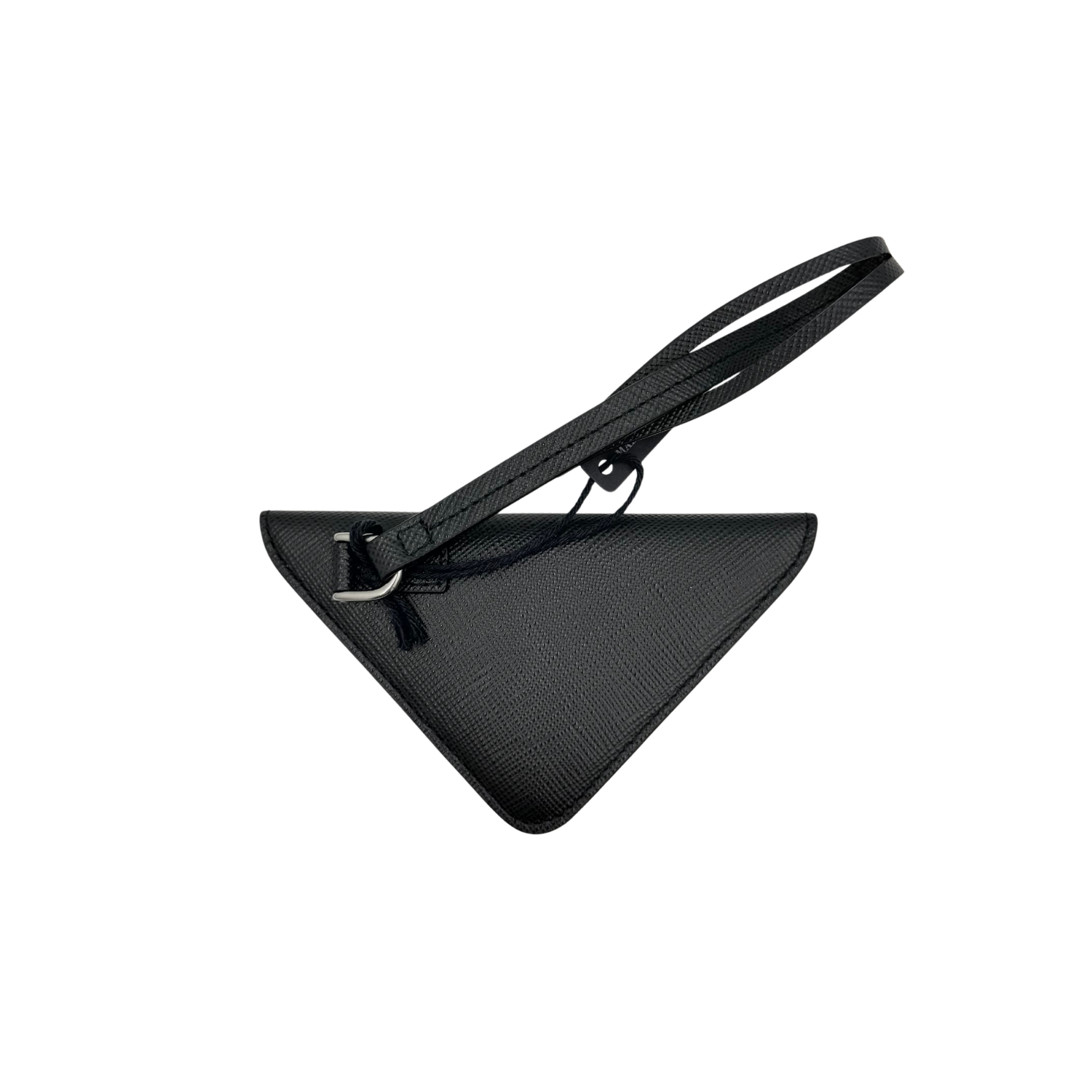 Prada Small Saffiano Leather Luggage Tag Black