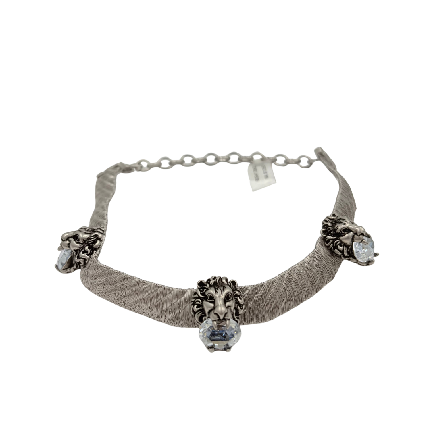 Gucci 3 Lion Heads Choker Necklace Silver