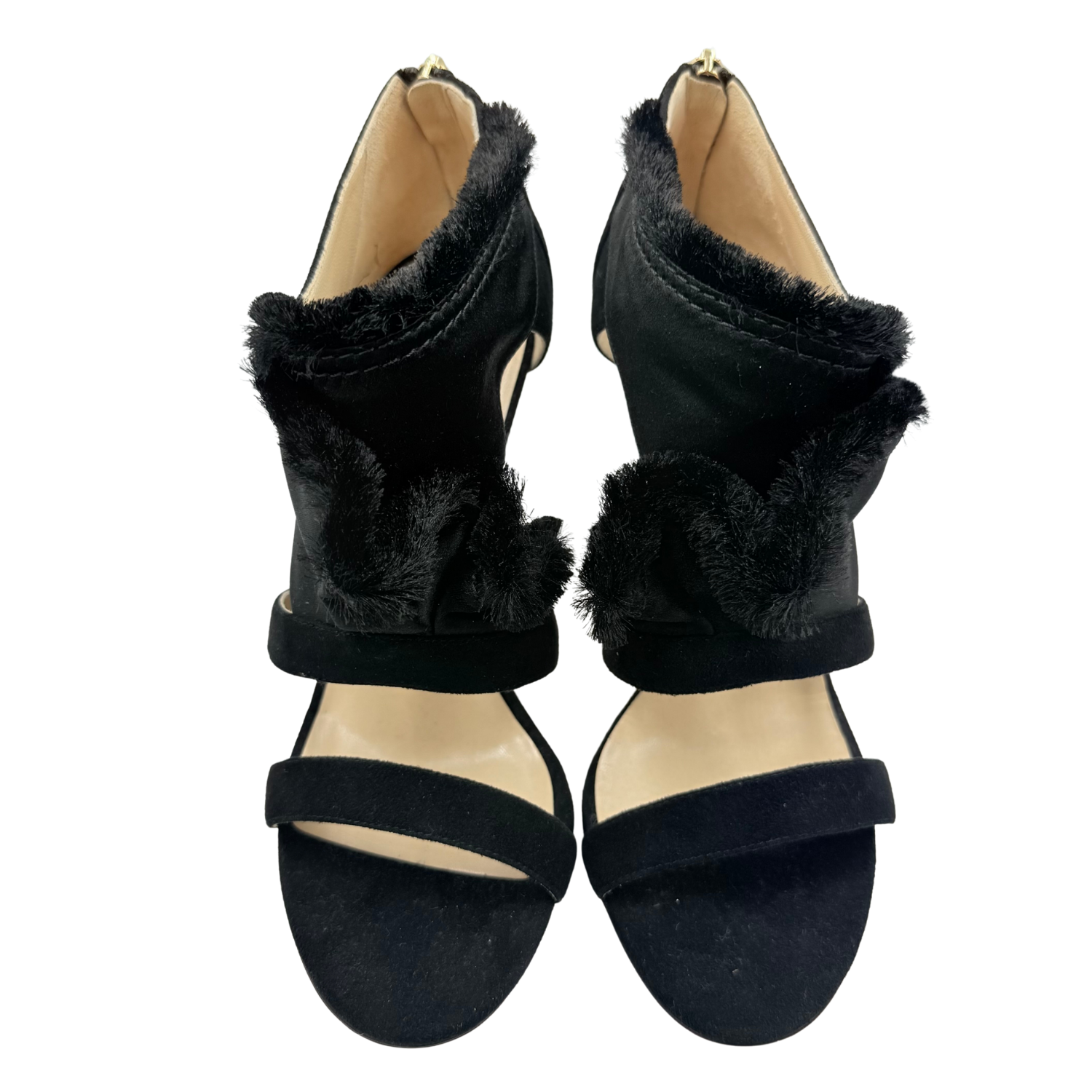 Jimmy Choo Kiki 100mm Suede Raw-Edge Trim Heeled Sandals Black