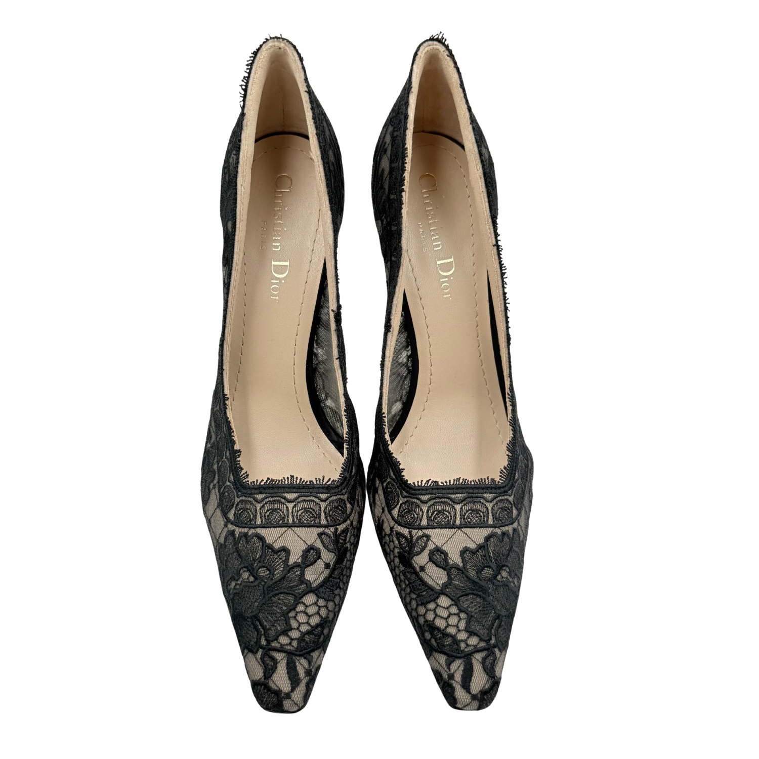 Christian Dior Lace Lace Pattern Pumps Black