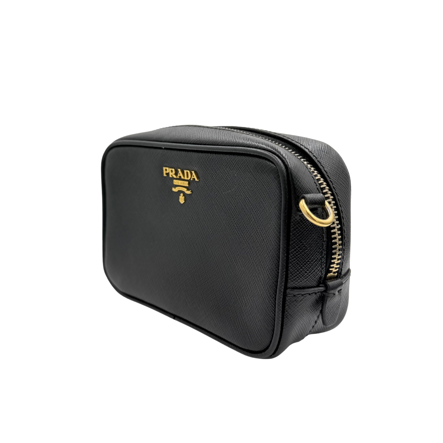 Prada Saffiano Mini Camera Crossbody Bag Black