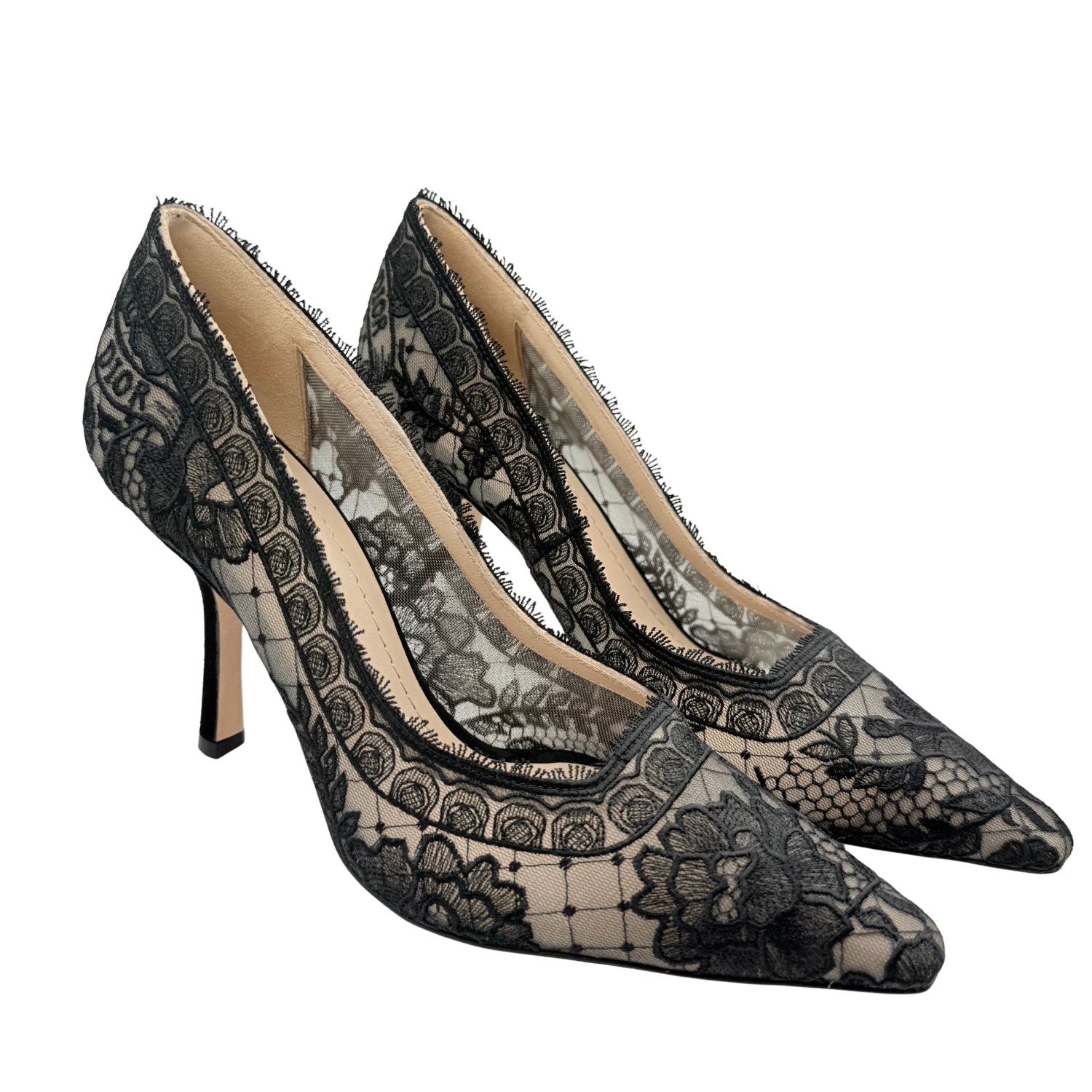 Christian Dior Lace Lace Pattern Pumps Black