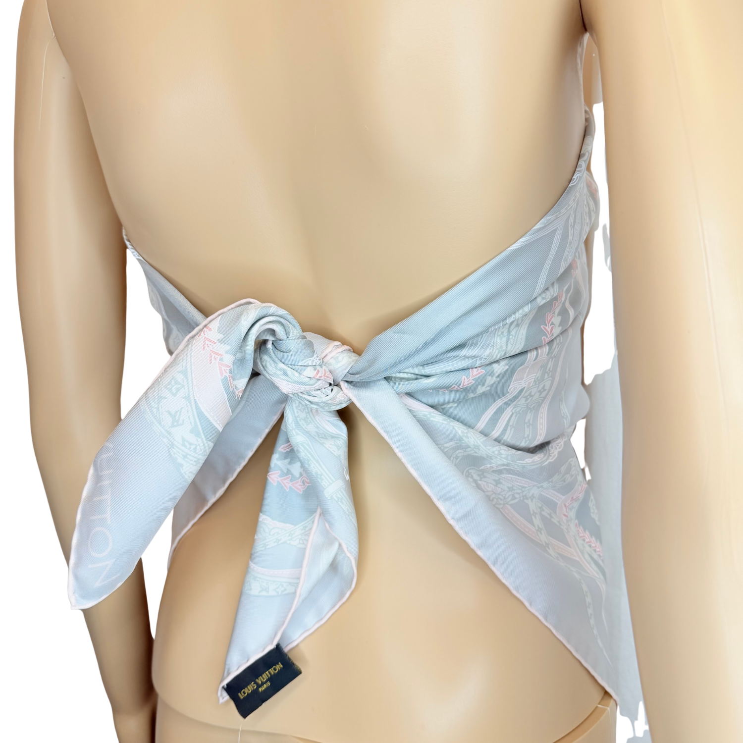 Louis Vuitton Silk Scarf Pink and Grey