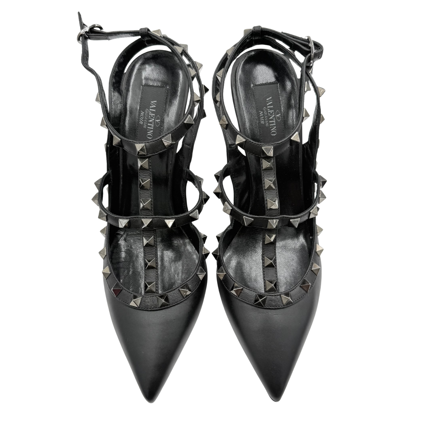 Valentino Rockstud Ankle Strap Pumps Tonal Studs 100mm Black