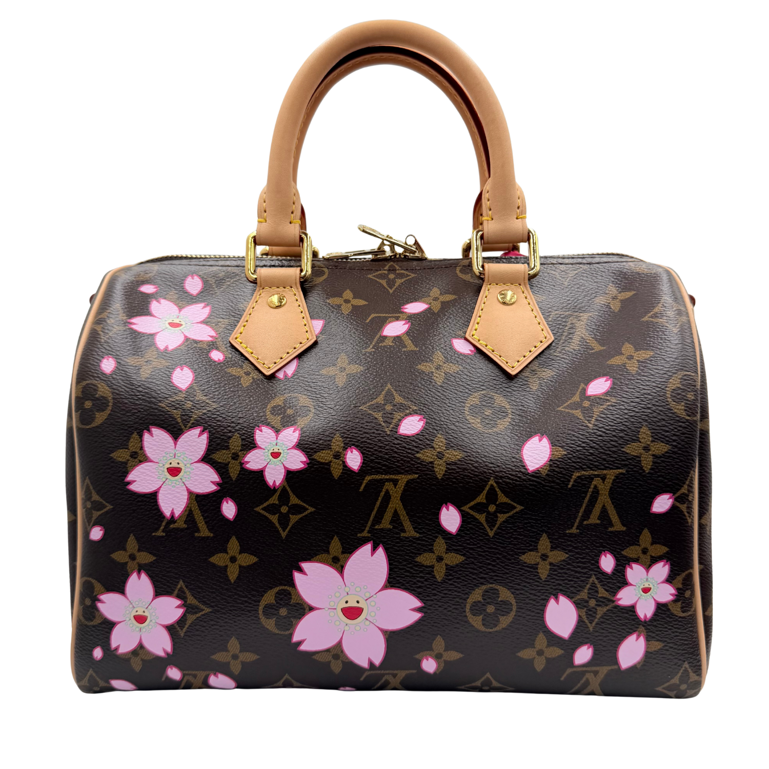 Louis Vuitton LV X Takashi Murakami Monogram Cherry Blossom Speedy Bandouliere 25 Sakura Brown