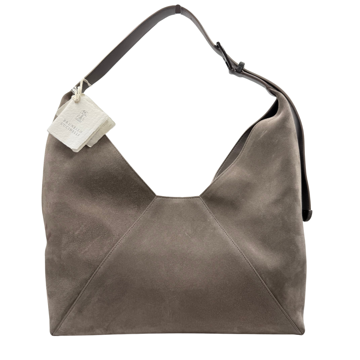 Brunello Cucinelli Buckle Suede Hobo Bag Ossido