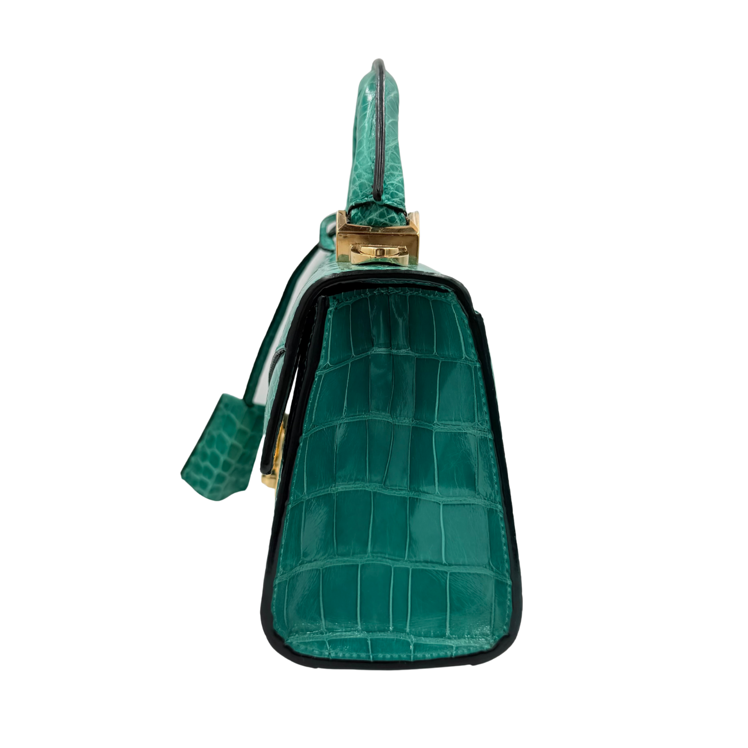 Stalvey Alligator 24k Gold 2.0 Top Handle Bag Turquoise