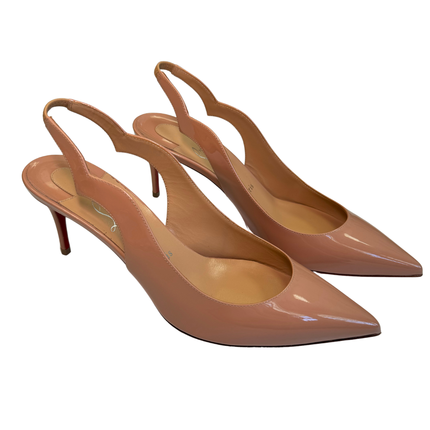 Christian Louboutin Kate Slingback Patent Calfskin Pumps Tan