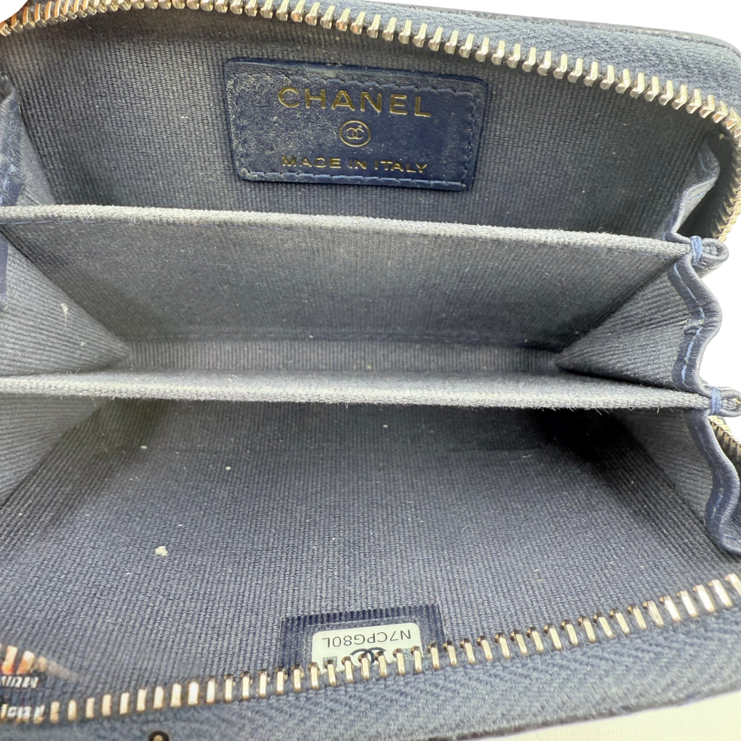 Chanel Small CC Zip Around Wallet Navy