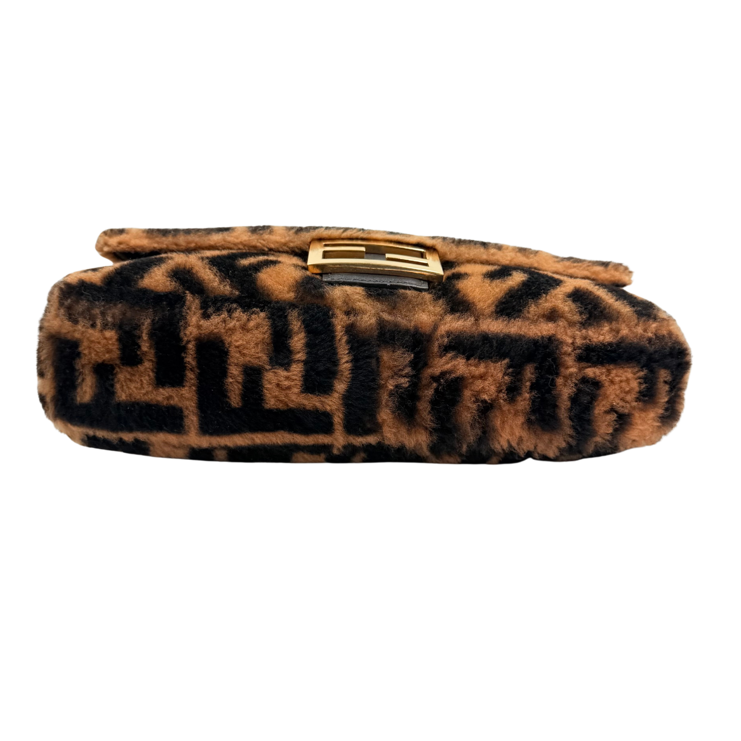 Shearling Vitello Dolce Macro FF 1974 Baguette Tobacco Black