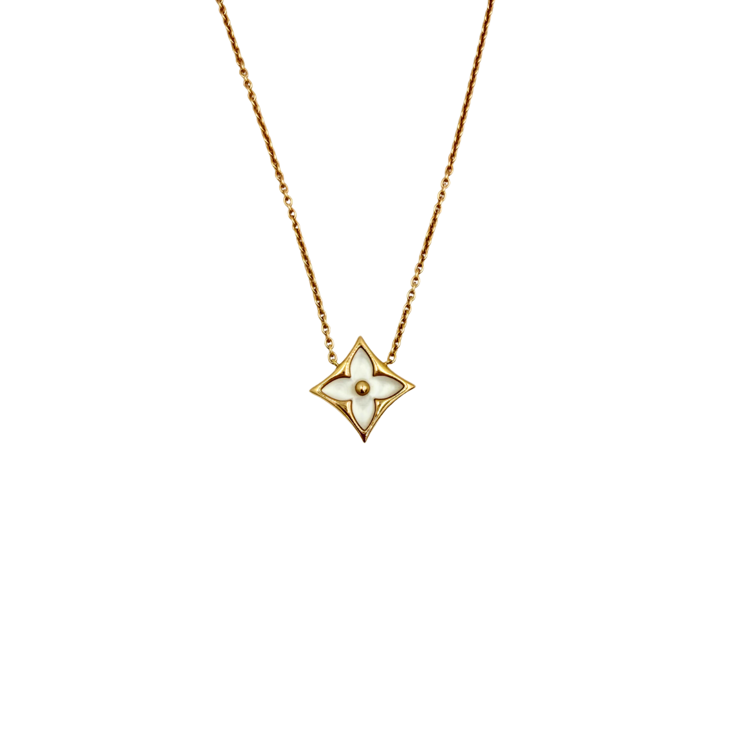 Louis Vuitton 18K Rose Gold Mother of Pearl Blossom BB Star Pendant Necklace