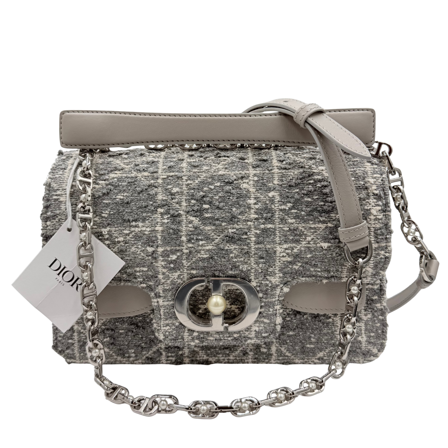 Christian Dior Small Jolie Flap Bag with Top Handle Gray