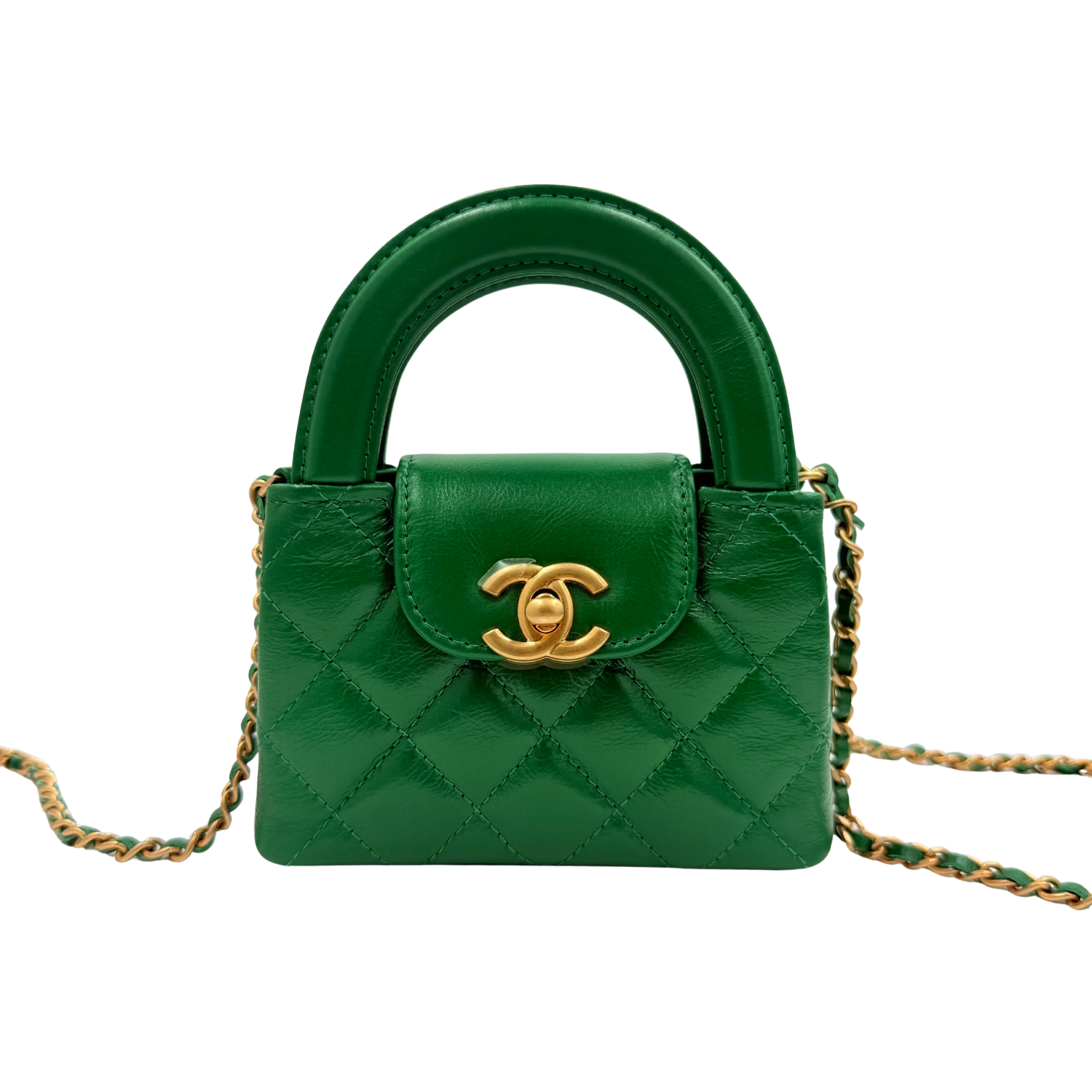 Chanel Quilted Nano Kelly Shopper Green