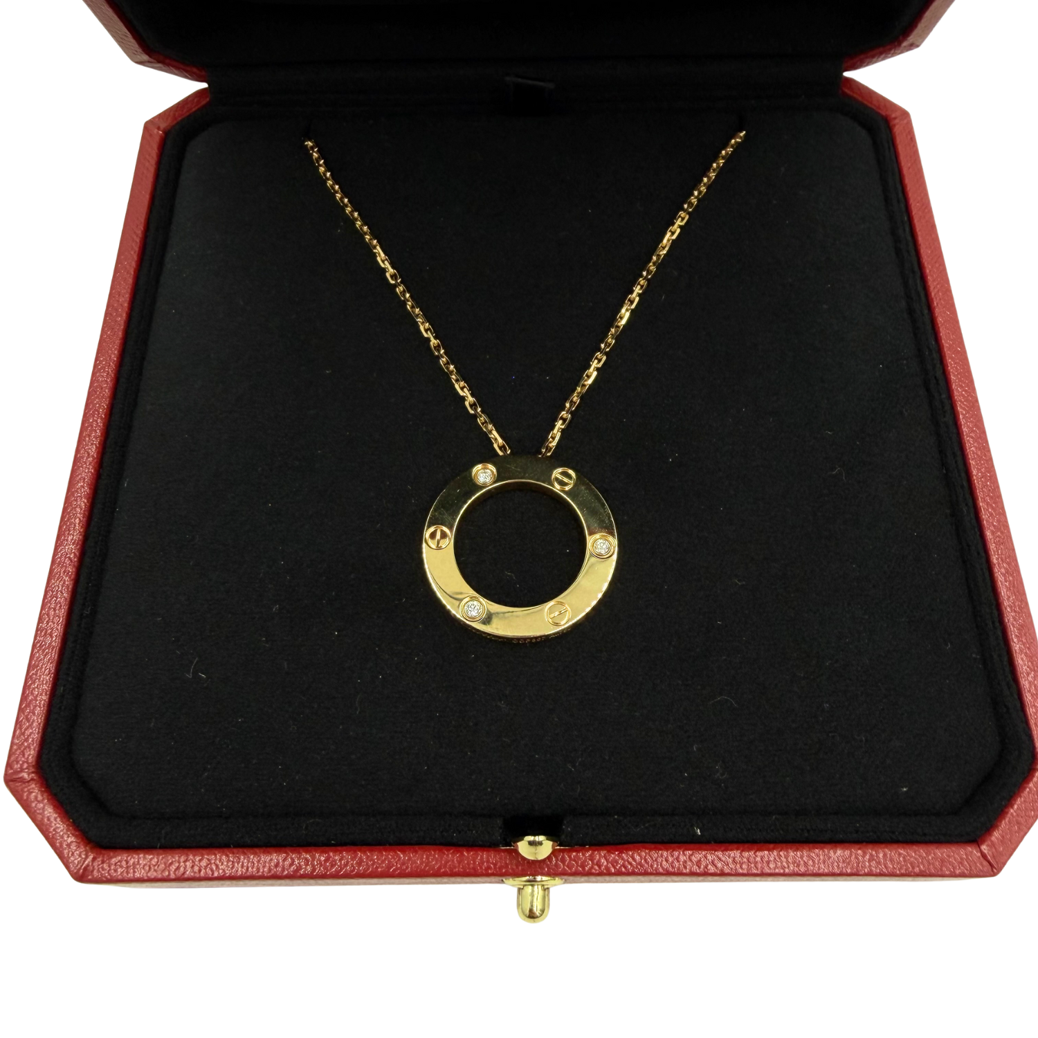 Cartier Love Necklace 3 Diamond Pendant Yellow Gold