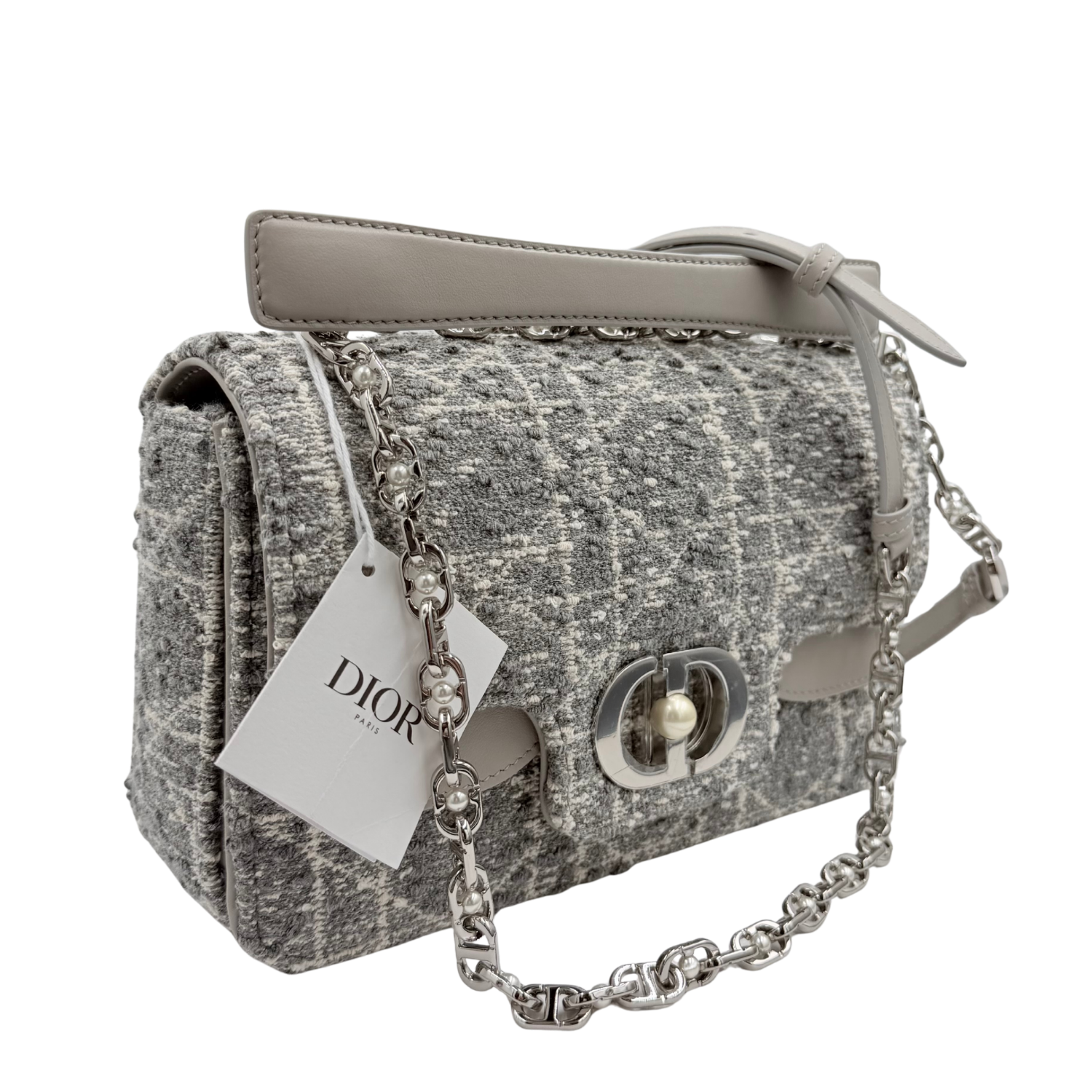 Christian Dior Small Jolie Flap Bag with Top Handle Gray