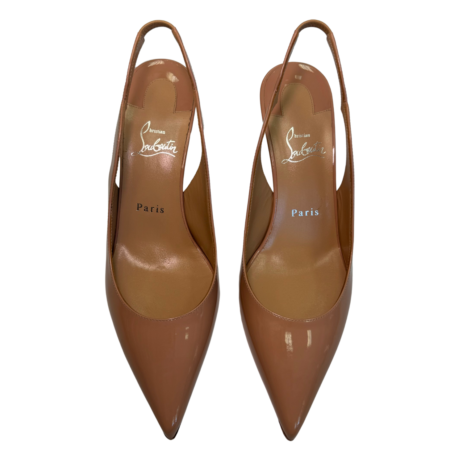 Christian Louboutin Kate Slingback Patent Calfskin Pumps Tan