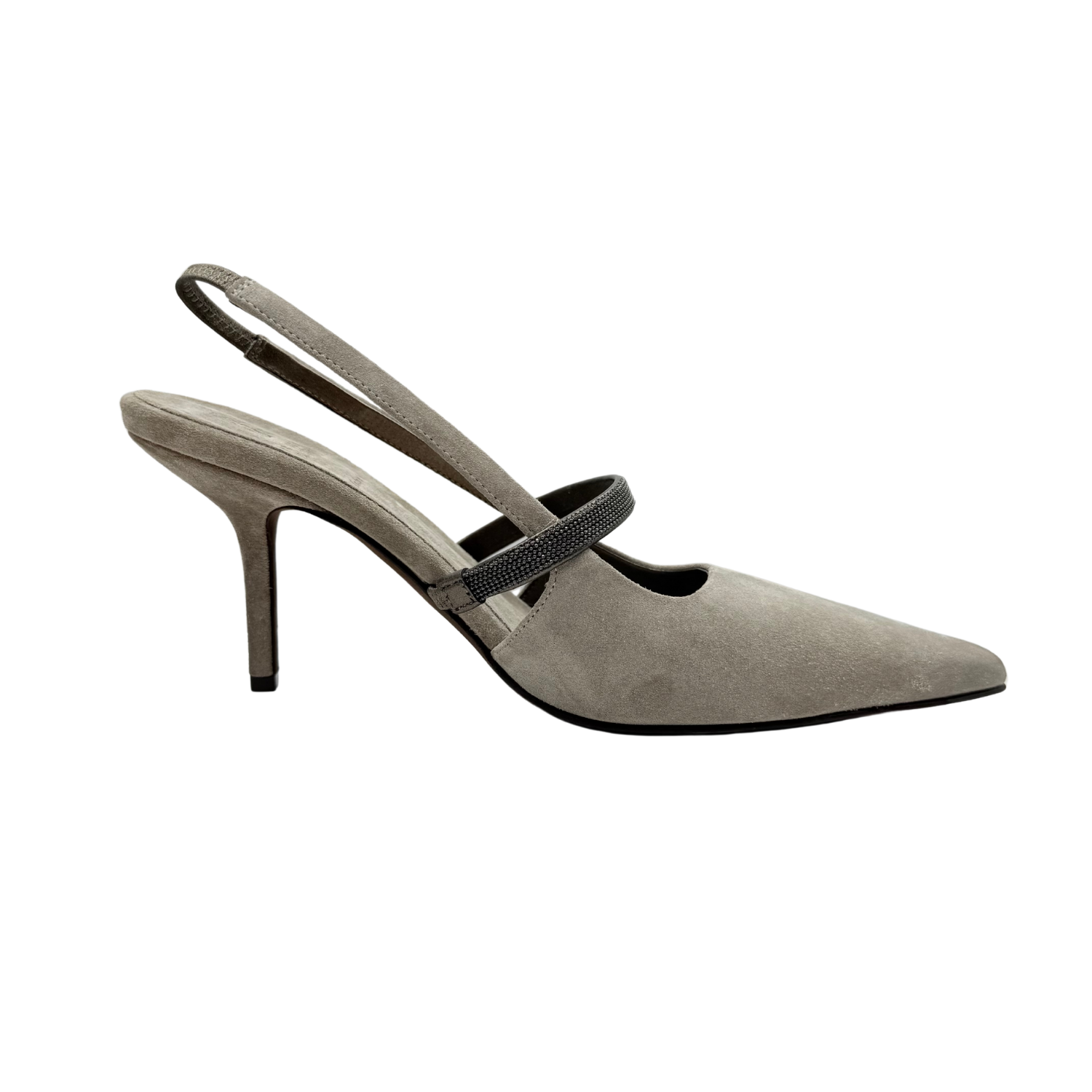 Brunello Cucinelli Suede Heels Light Grey
