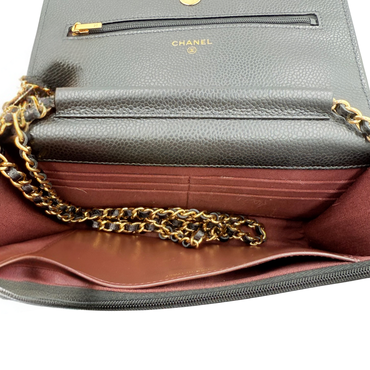 Chanel Classic Quilted Wallet On Chain Black Microchipped
