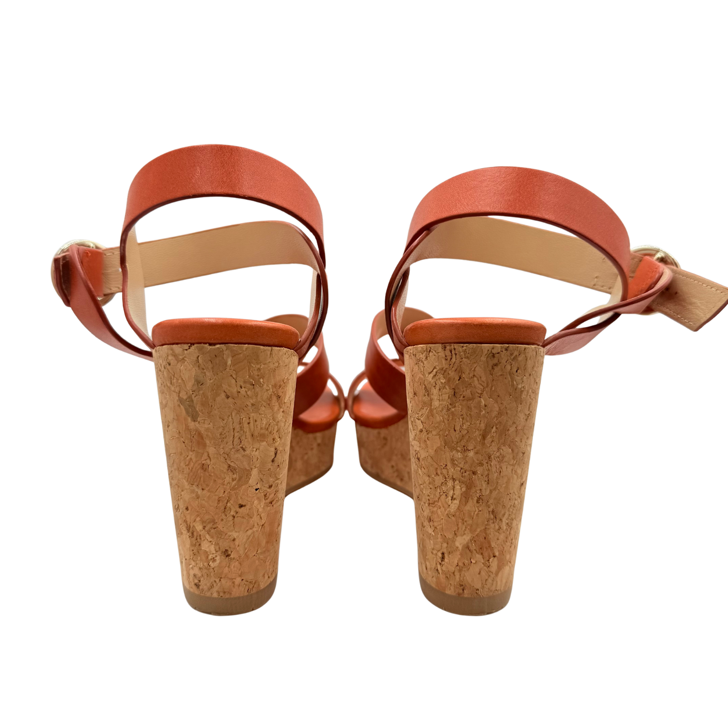 Jimmy Choo Leather Wedge Sandals Orange