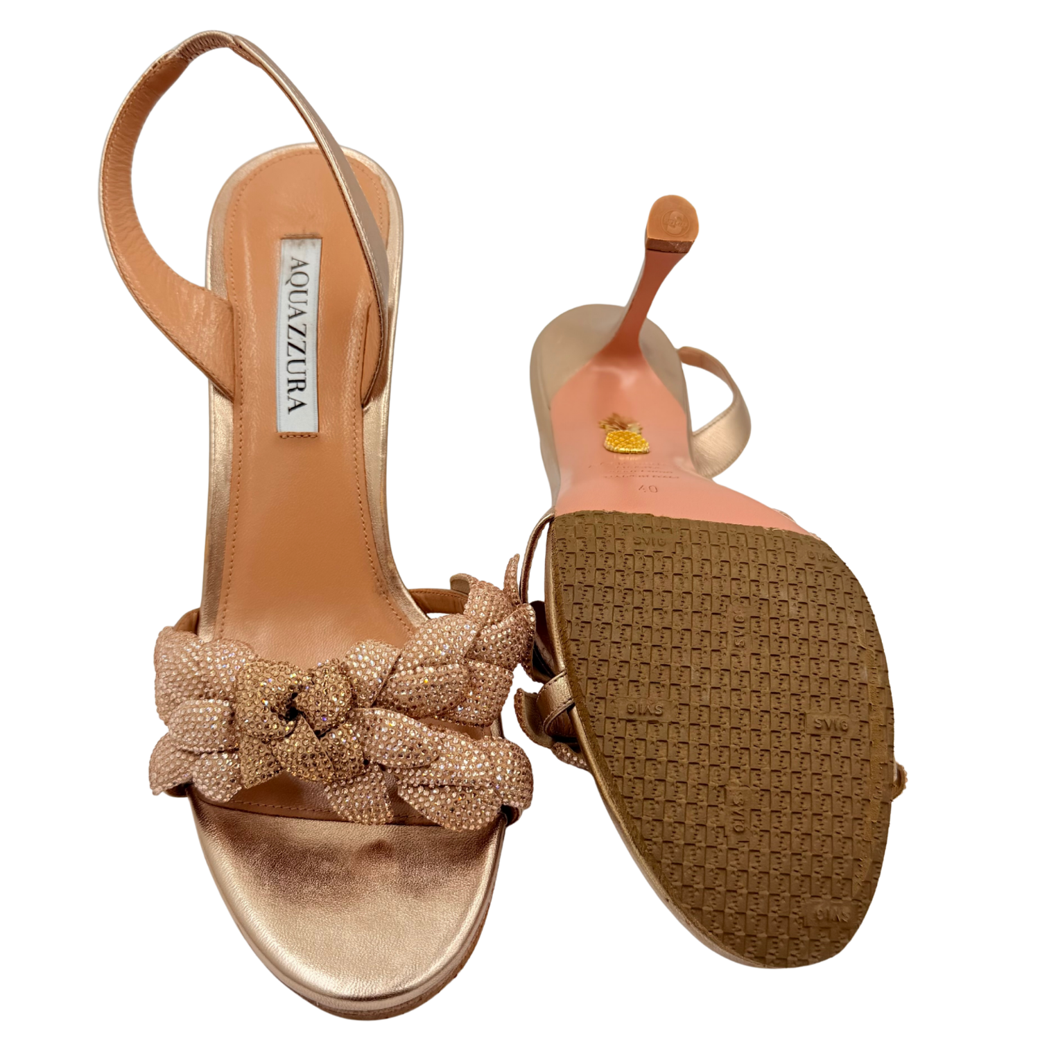 Aquazzura Rose Gold Slingback Heels Size 40