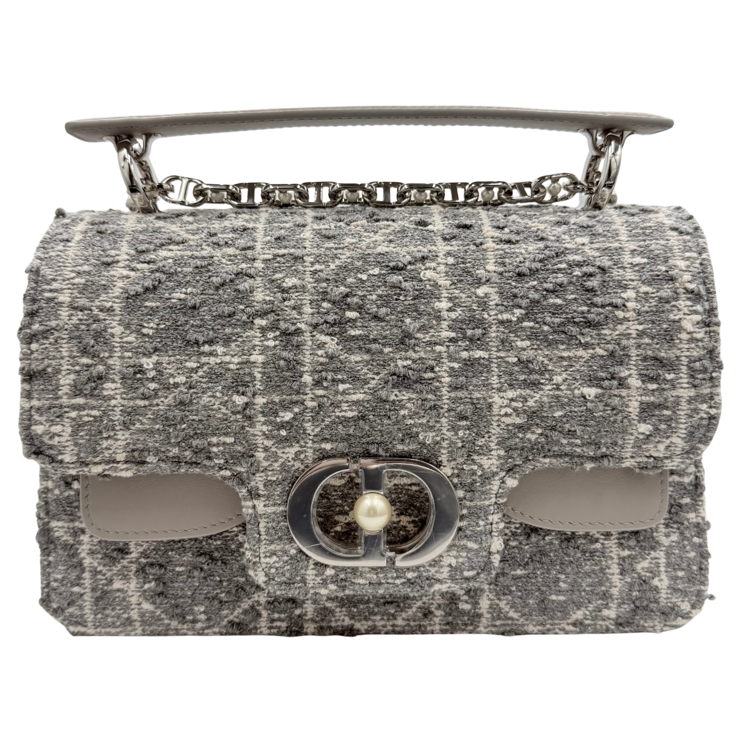 Christian Dior Small Jolie Flap Bag with Top Handle Gray